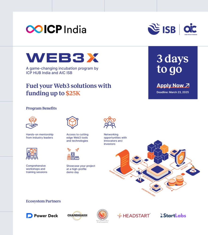 Web3 X incubation program announcement offering up to $25,000 in funding, mentorship, tools, networking, workshops, and a demo day.