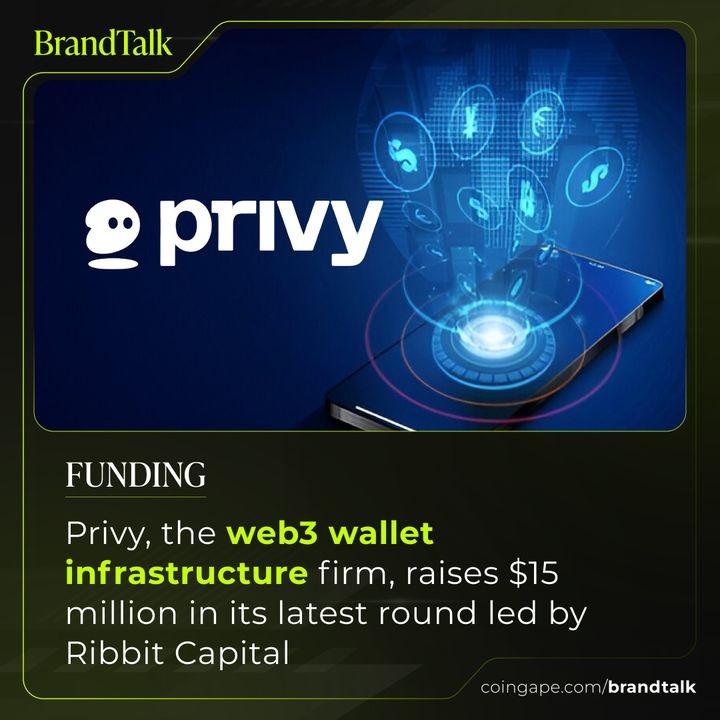Funding announcement that Web3 wallet infrastructure firm Privy raised $15 million in a round led by Ribbit Capital.