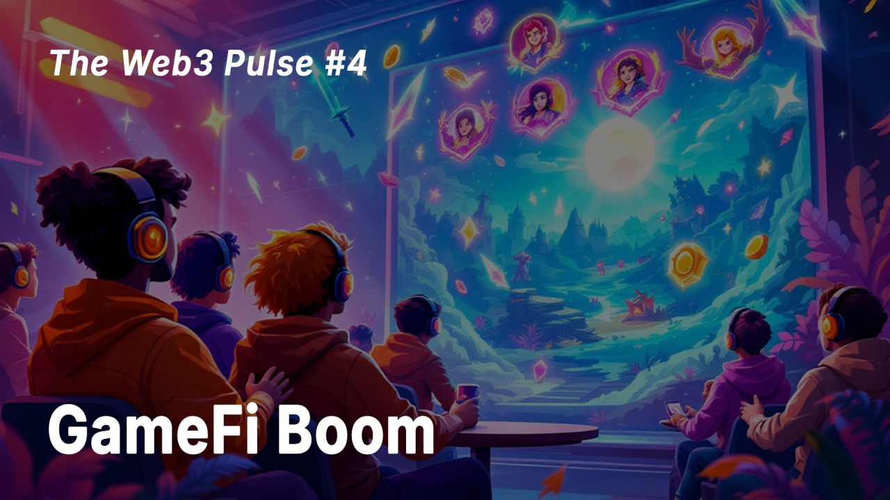 The Web3 Pulse issue 4 cover with players facing a colorful fantasy world.